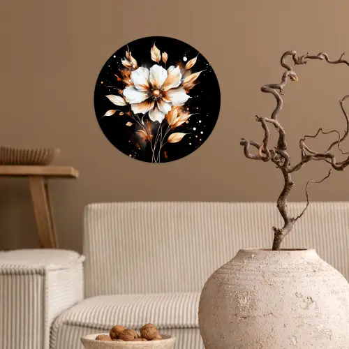 Bloem - Verf - Goud - Graffiti - Modern Wandcirkel behangsticker klein -sfeer1