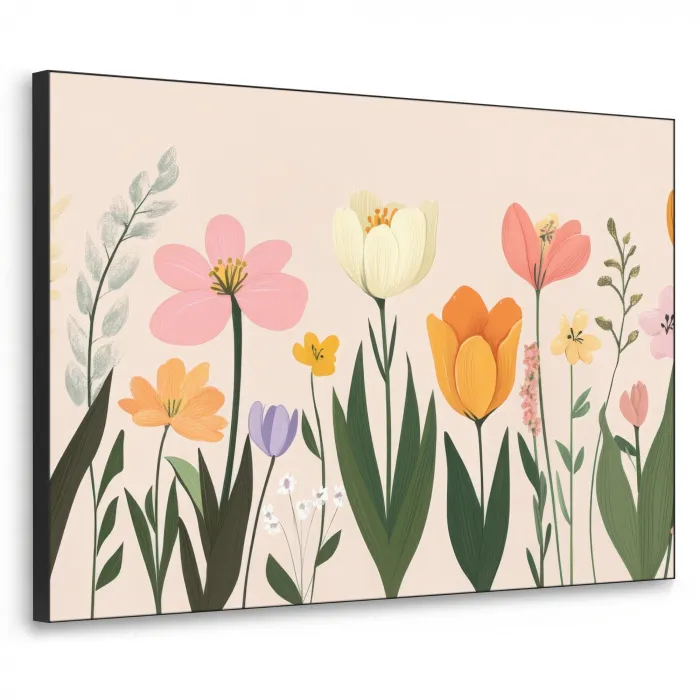 Pasteltinten - Bloemen - Illustratie Textielframe - compleet frame klein -3d