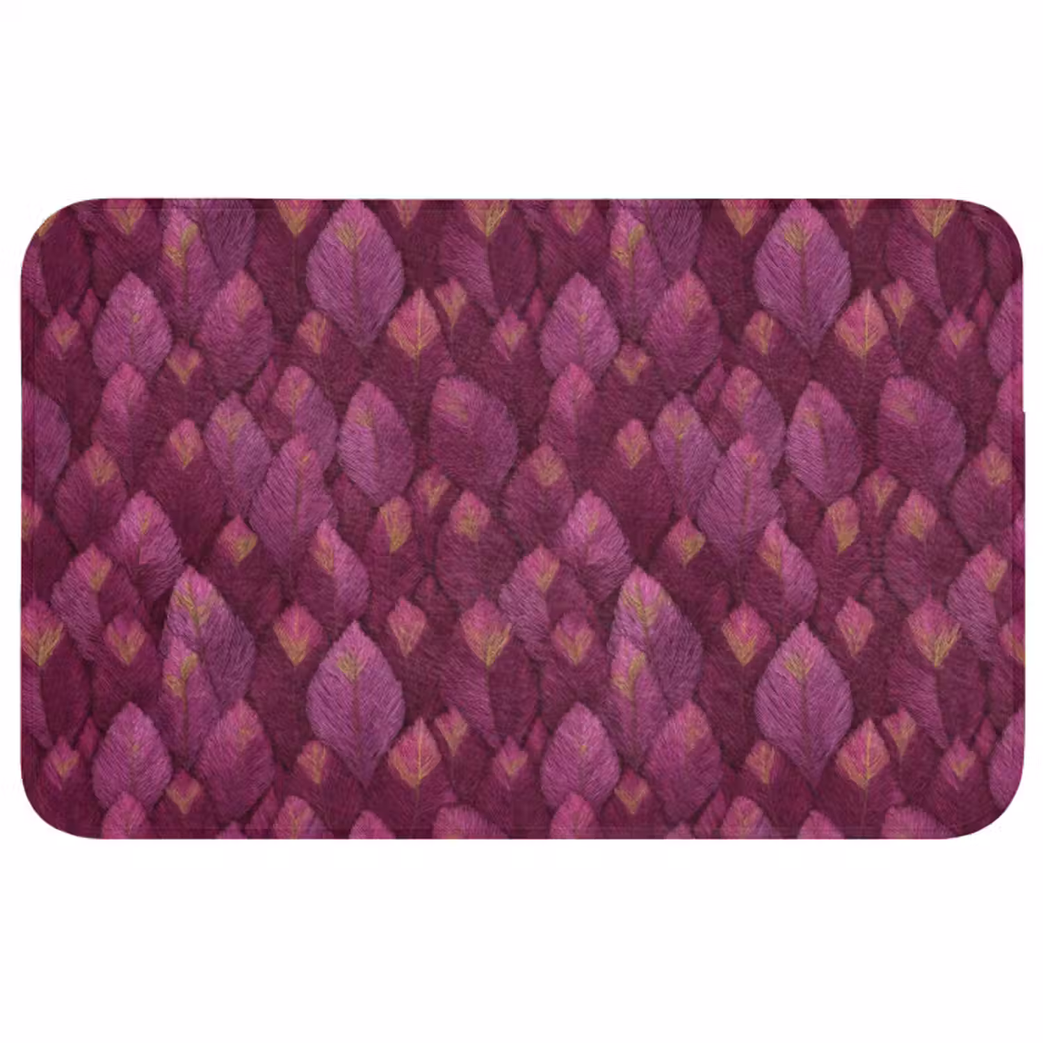 Badmat - Bladeren - Patroon - Burgundy
