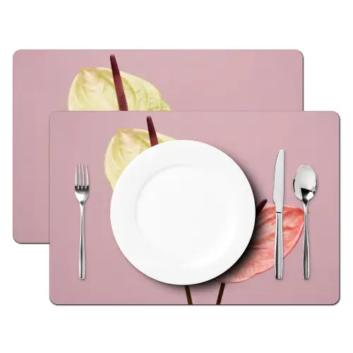 Bloemen - Anthuriums - Geel - Roze Placemat vinyl groot -zzsfeer2_Kitchenyeah-website