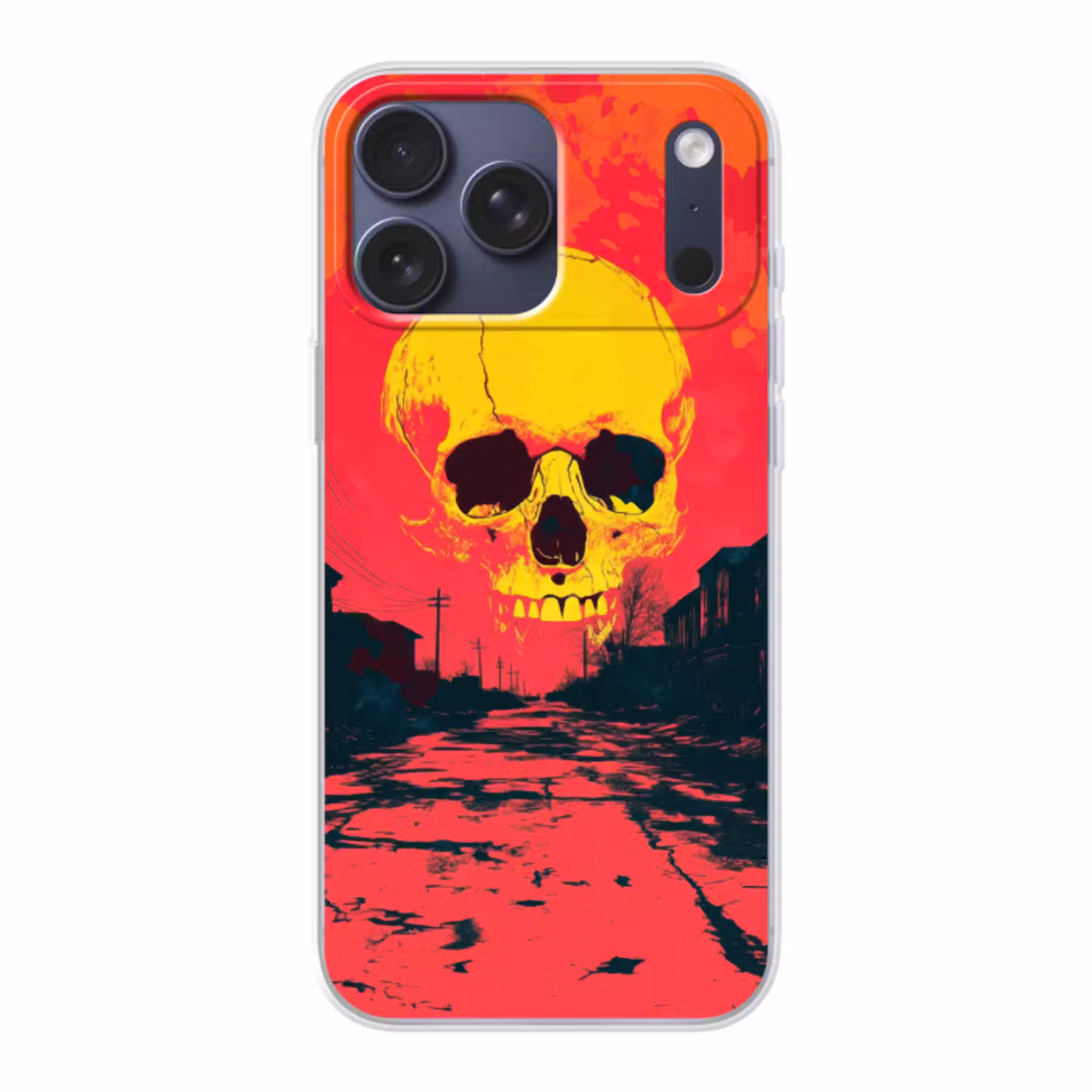 Straat - Verlaten - Schedel - Geel Telefoonhoesje iPhone 17 Pro Max klein -3d