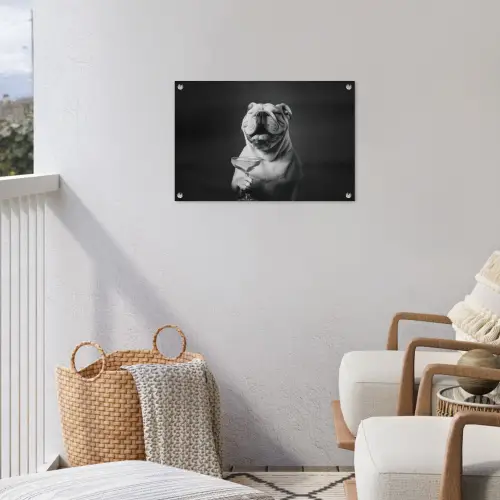 Buldog - Hond - Glas tuinposter los doek klein -sfeer8