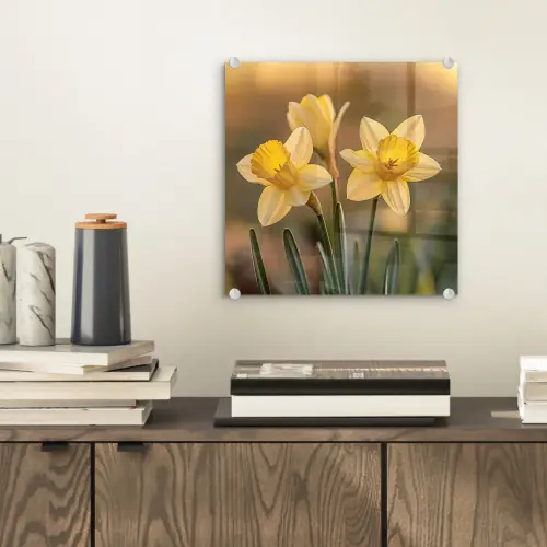 Bloemen - Geel - Wazig plexiglas 5mm klein -sfeer1