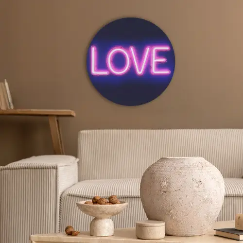 Neon - Love - Valentijn Akoestische PET Vilt - Rond klein -sfeer1