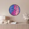 Tijger - Roze - Bladeren - Jungle Fotolijst rond zonder passe partout klein -sfeer3