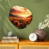 Zonnebloemen - Zonsondergang - Landschap Wandcirkel Organisch Forex 3mm klein -sfeer2