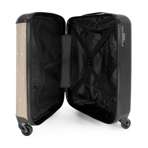Gele kiepwagen met stenen en stippenpatroon NBS - Handbagage koffer - Kinderen Unisex middel -binnenkant
