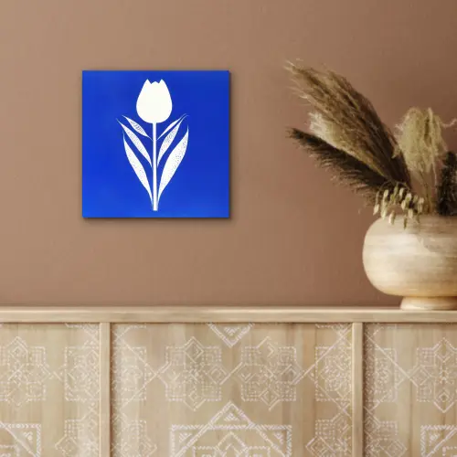 Tulp - Minimalistisch - Bladeren - Wit aluminium wit klein -sfeer4