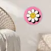 Smiley - Bloem - Roze Wandcirkel kunststof plaat 5mm dik klein -sfeer5