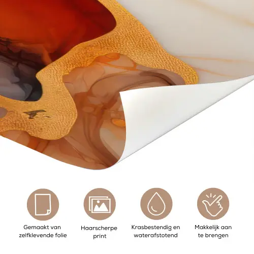 Marmer - Oranje - Goud - Modern - Abstract deurposter klein -closeup_NL