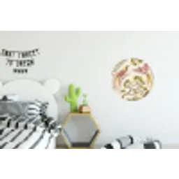 Vogels - Tropisch - Botanisch - Roze Wandcirkel aluminium klein -kinderkamer