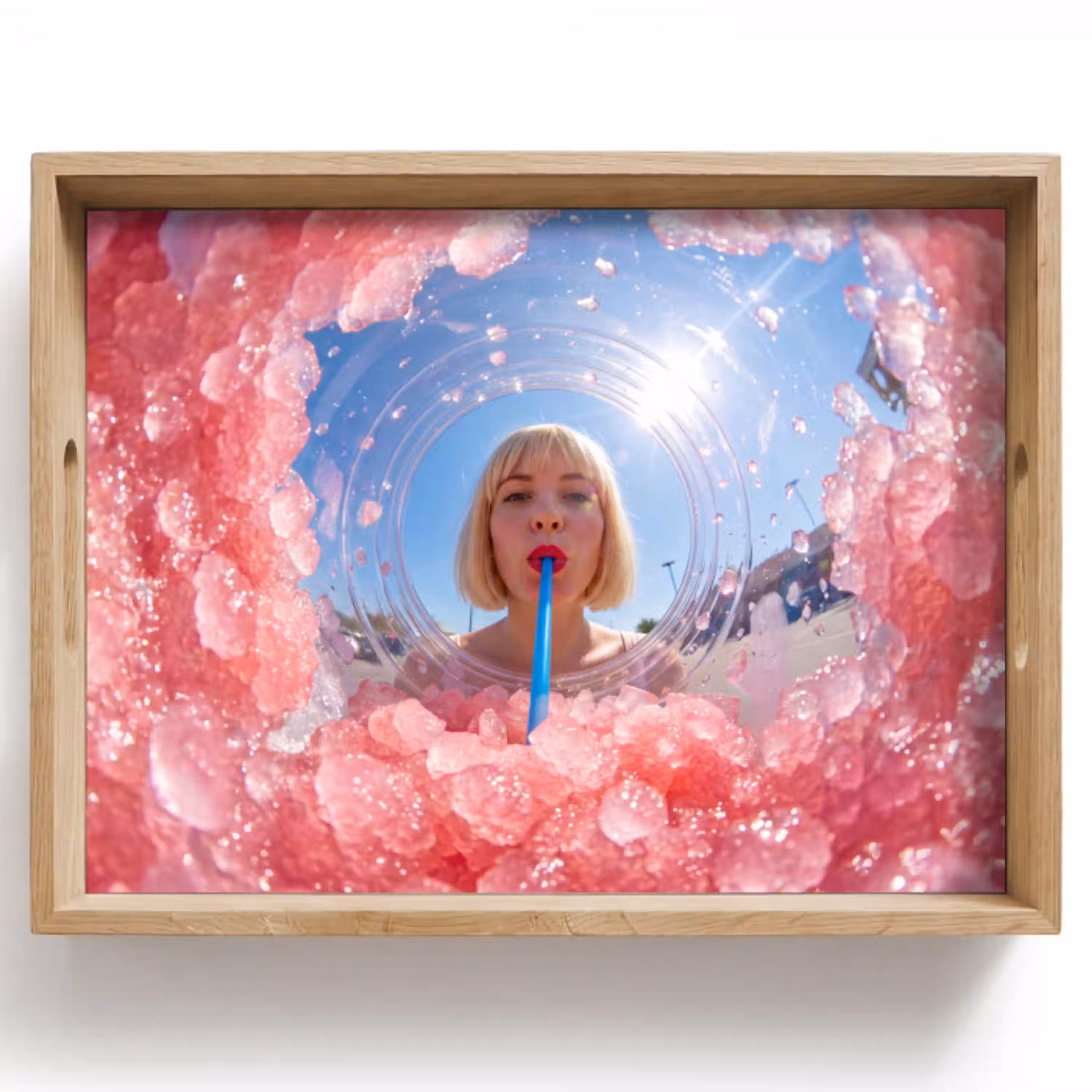 Vrouw - Drank - Zomer - Roze - Blauw Dienblad Rechthoek middel -z3d_shopping