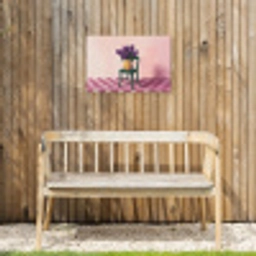 Stoel - Vaas - Bloemen - Geblokt Tuinposter op houten frame 2 cm dik klein -sfeer4