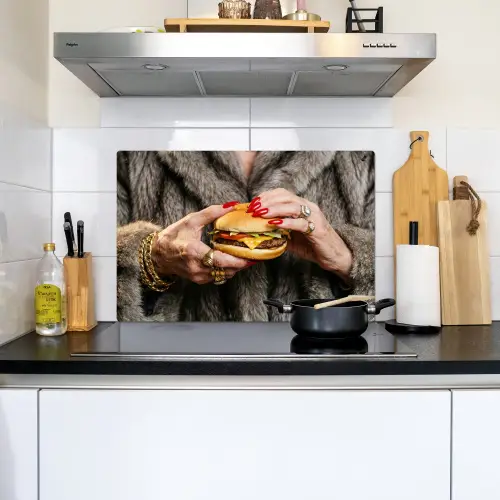 Vrouw - Hamburger - Bontjas Inductie beschemer met haakjes klein -sfeer2