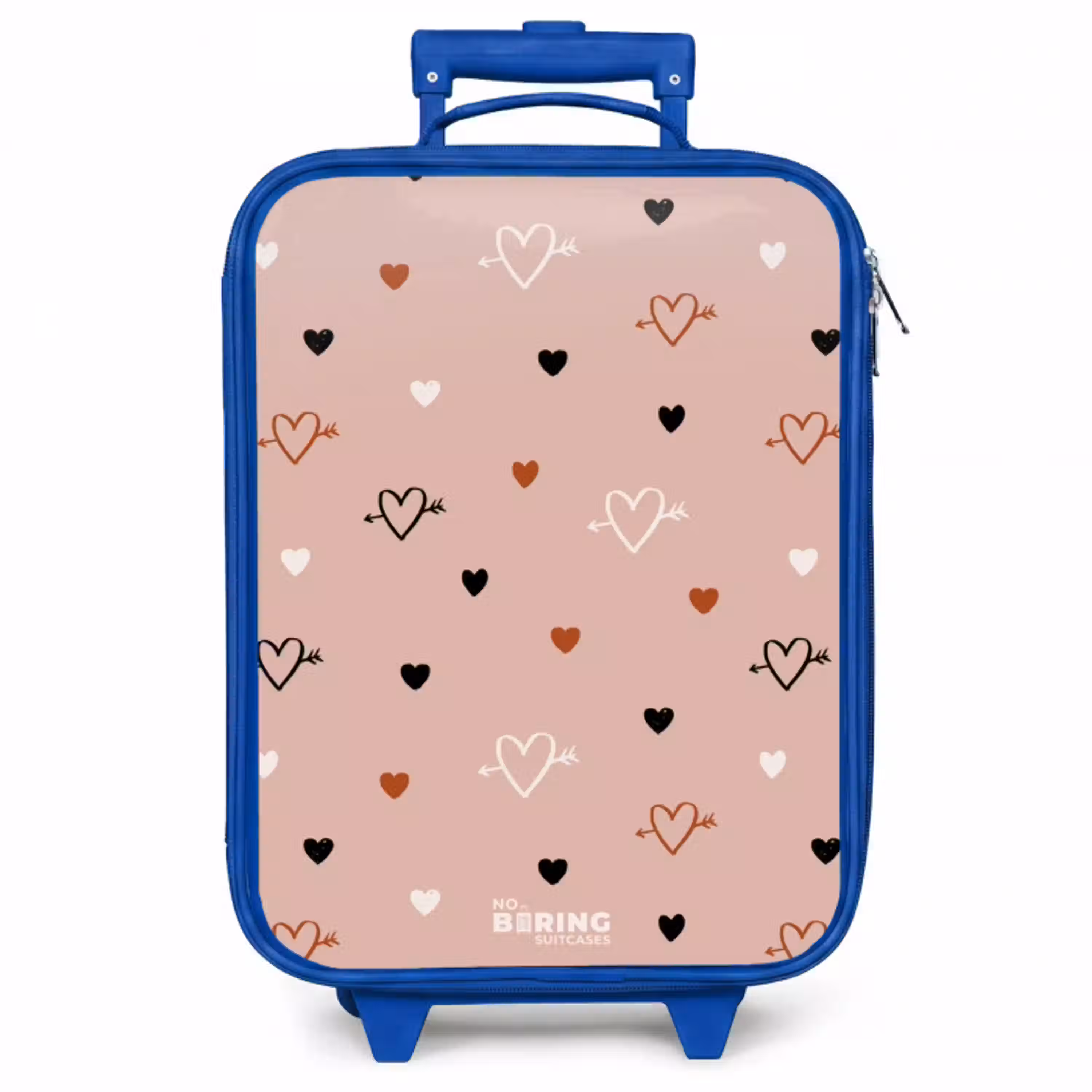 Hartjes met pijlen in zwart, wit en roze Kinderkoffer - Blauw klein -zzz_website3d