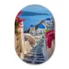 Santorini - Bloemen - Griekenland Wandcirkel Ovaal Forex klein -3d