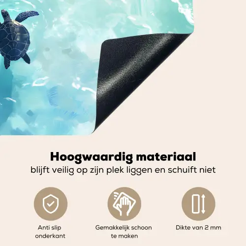 Schildpad - Zee - Blauw - Schittering Inductie beschemer met haakjes klein -ky-onderkant-nl