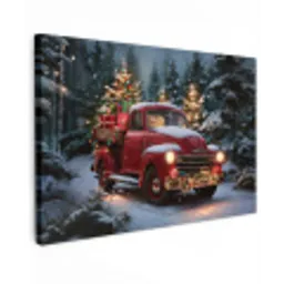 Kersttruck - Sneeuwbos - Rood canvas 2cm klein -z3d