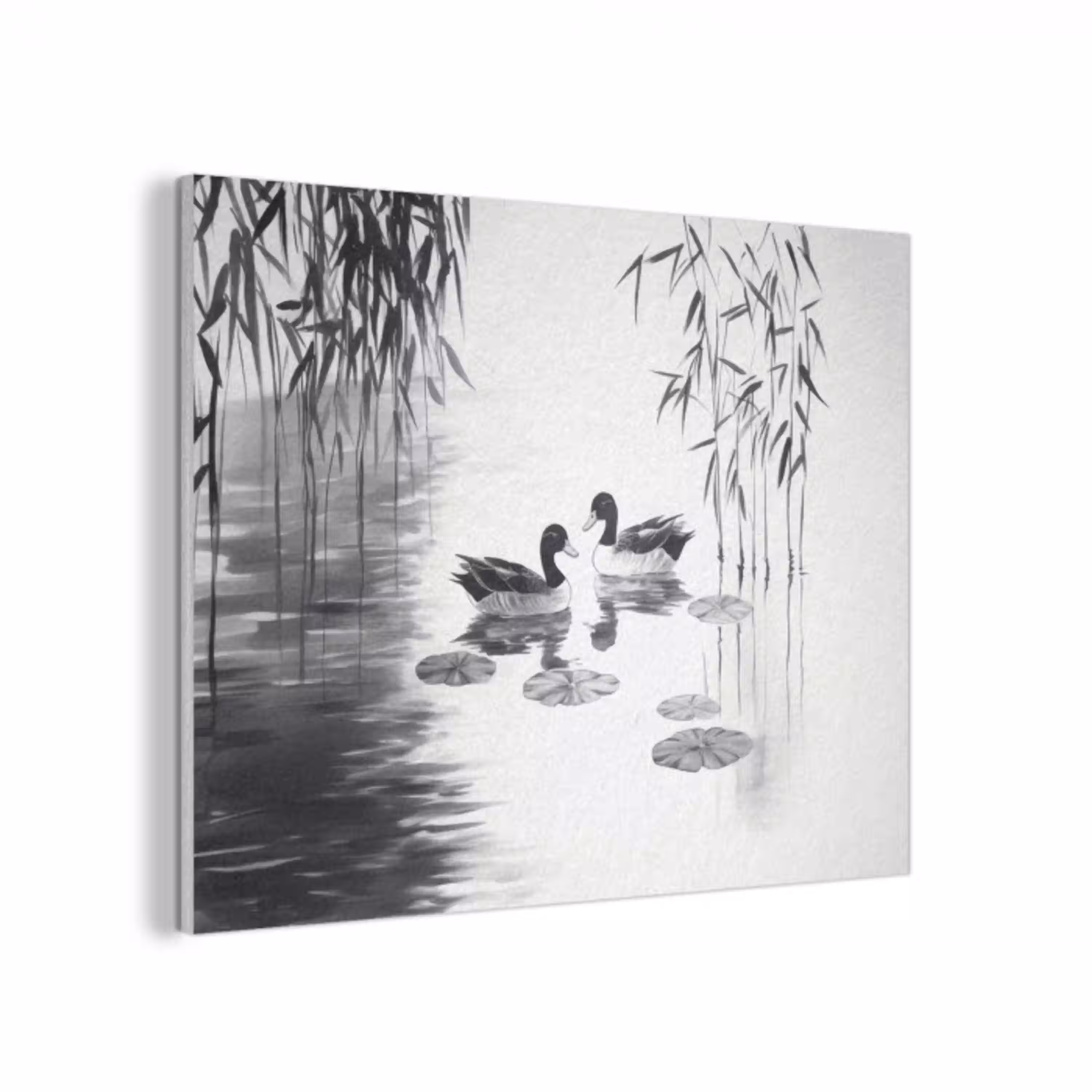 Eenden - Waterlelies - Riet - Zwart PET vilt klein -3d