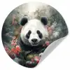 Panda - Wilde dieren - Bloemen - Natuur Wandcirkel behangsticker klein -3d