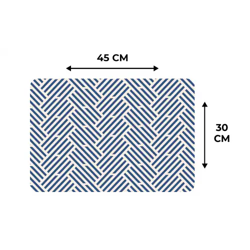 Crème - Blauw - Strepen - Patroon Placemat vinyl groot 368 -specs
