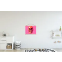Felroze - Tanden - Schedel textielposter latten blank klein -kinderkamer