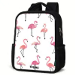 Flamingo feestje Rugzak - Zwart middel -schuin