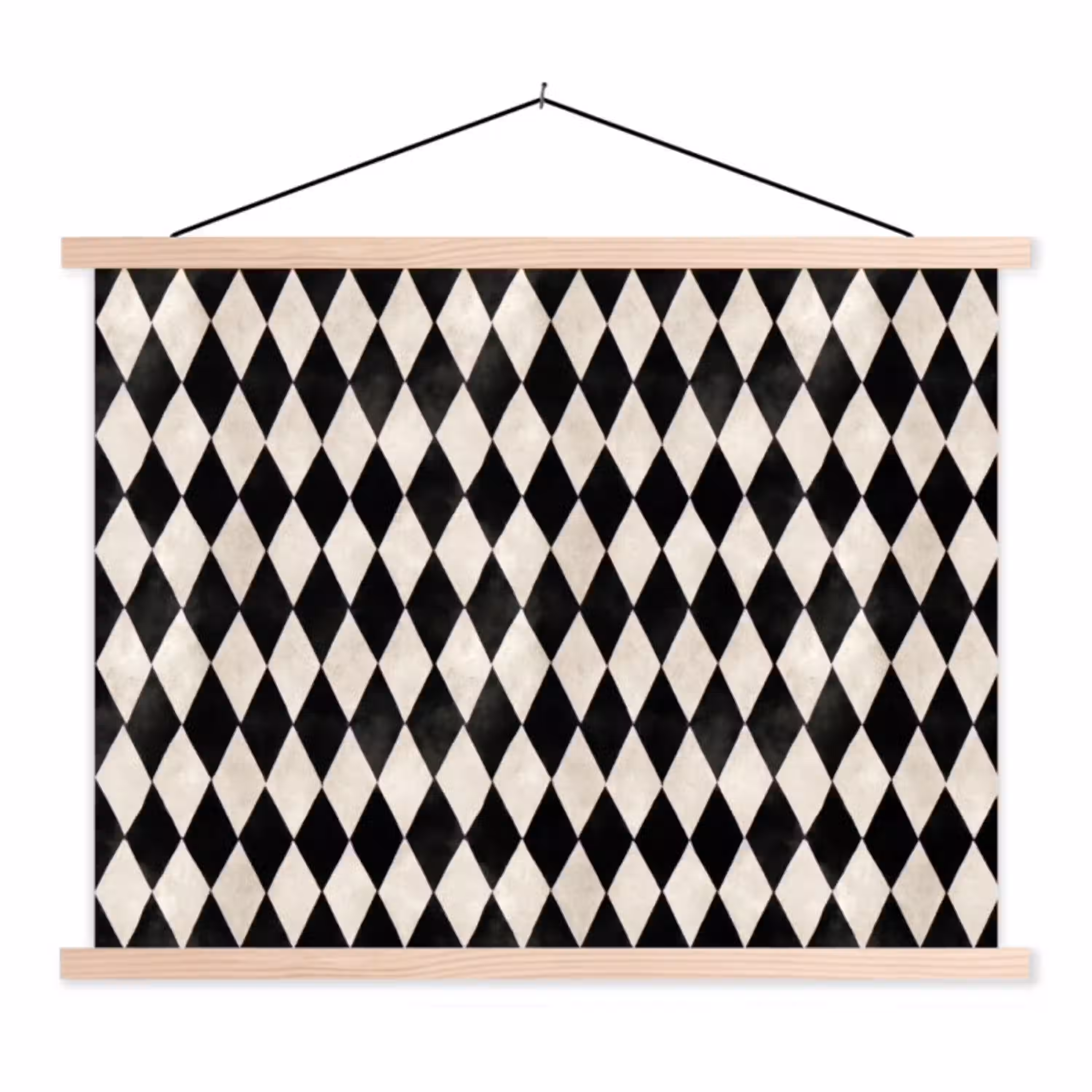 Klassiek - Patroon - Zwart textielposter latten blank klein 122 -3d