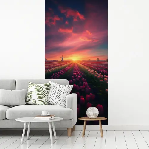 Windmolen - Zonsondergang - Landschap fotobehang vinyl groot -woonkamer