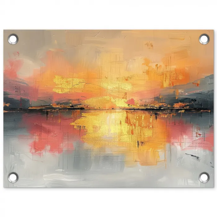 Modern - Abstract - Goud - Roze tuinposter los doek klein -3d