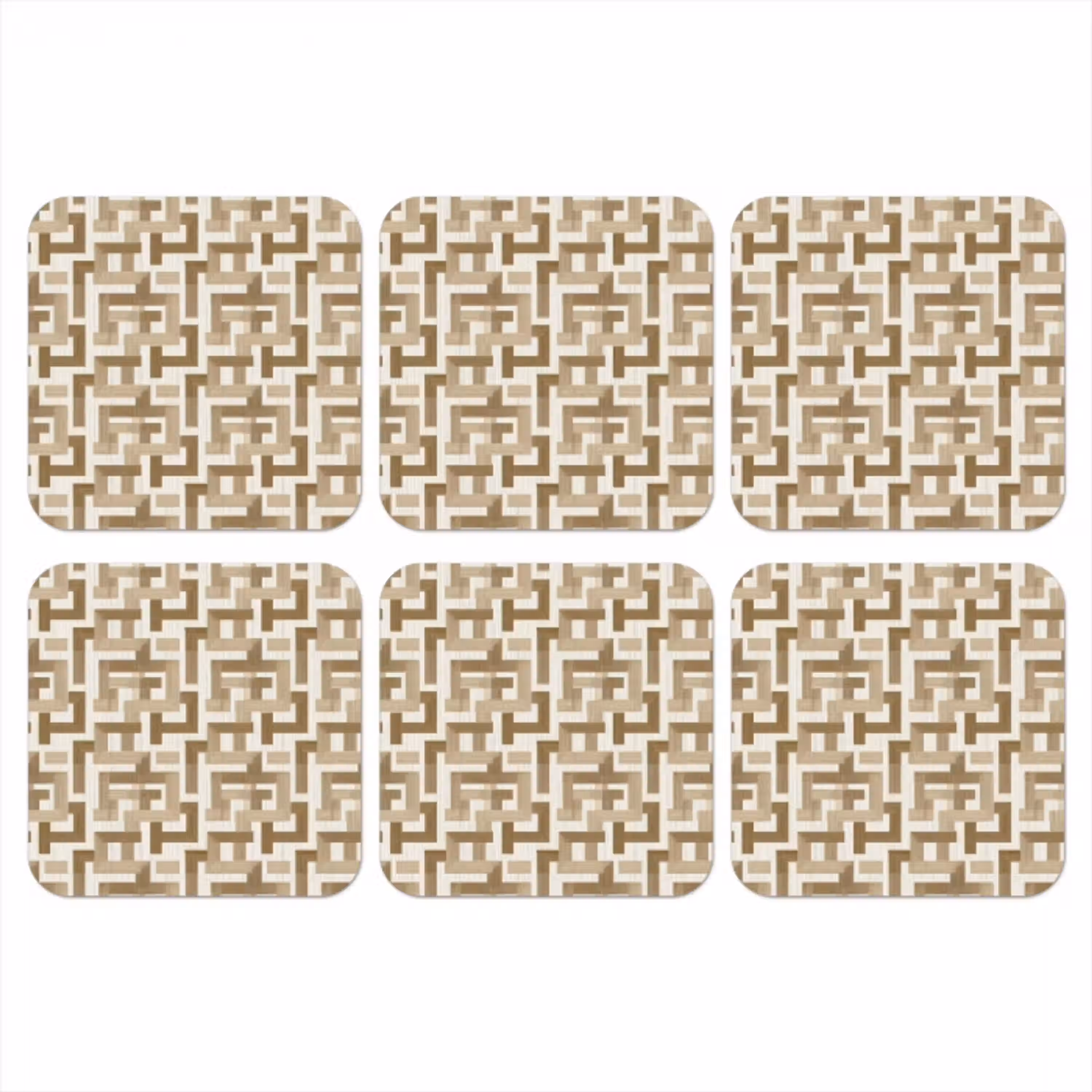 Geometrisch - Retro - Bruin onderzetter kurk middel 366 -3d
