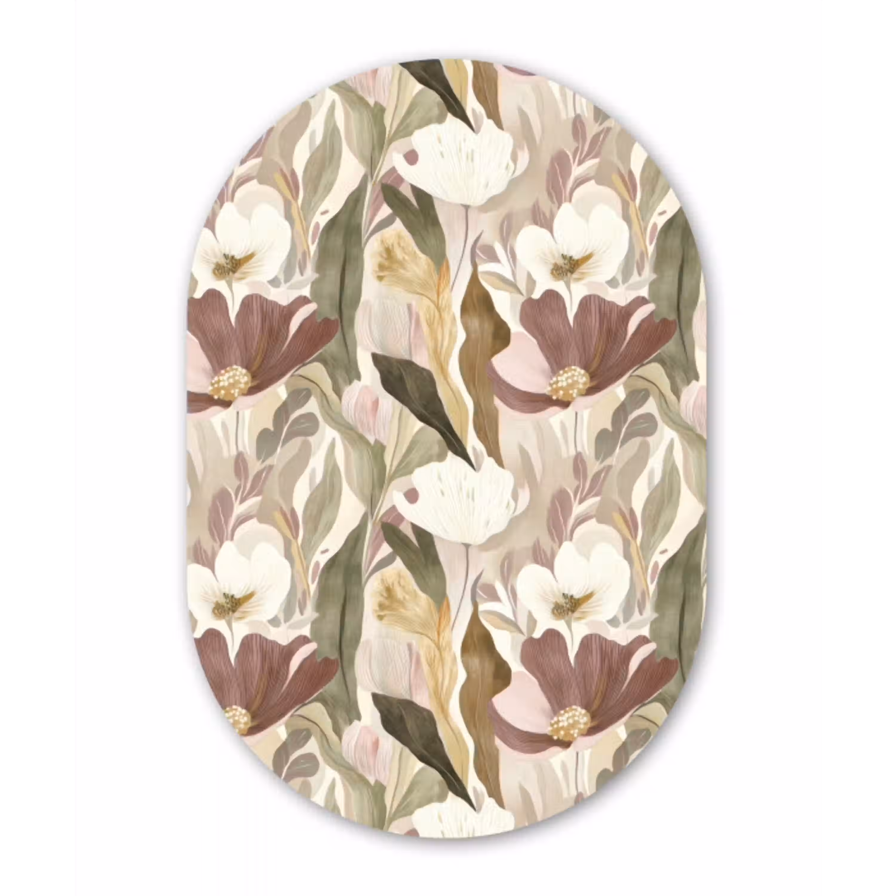 Bloemen - Aquarel - Kleurrijk Wandcirkel Ovaal Aluminium middel 839 -3d