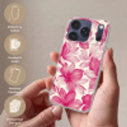 Bloemen - Patroon - Roze - Wit Telefoonhoesje iPhone 17 Pro klein -sfeer3_DE