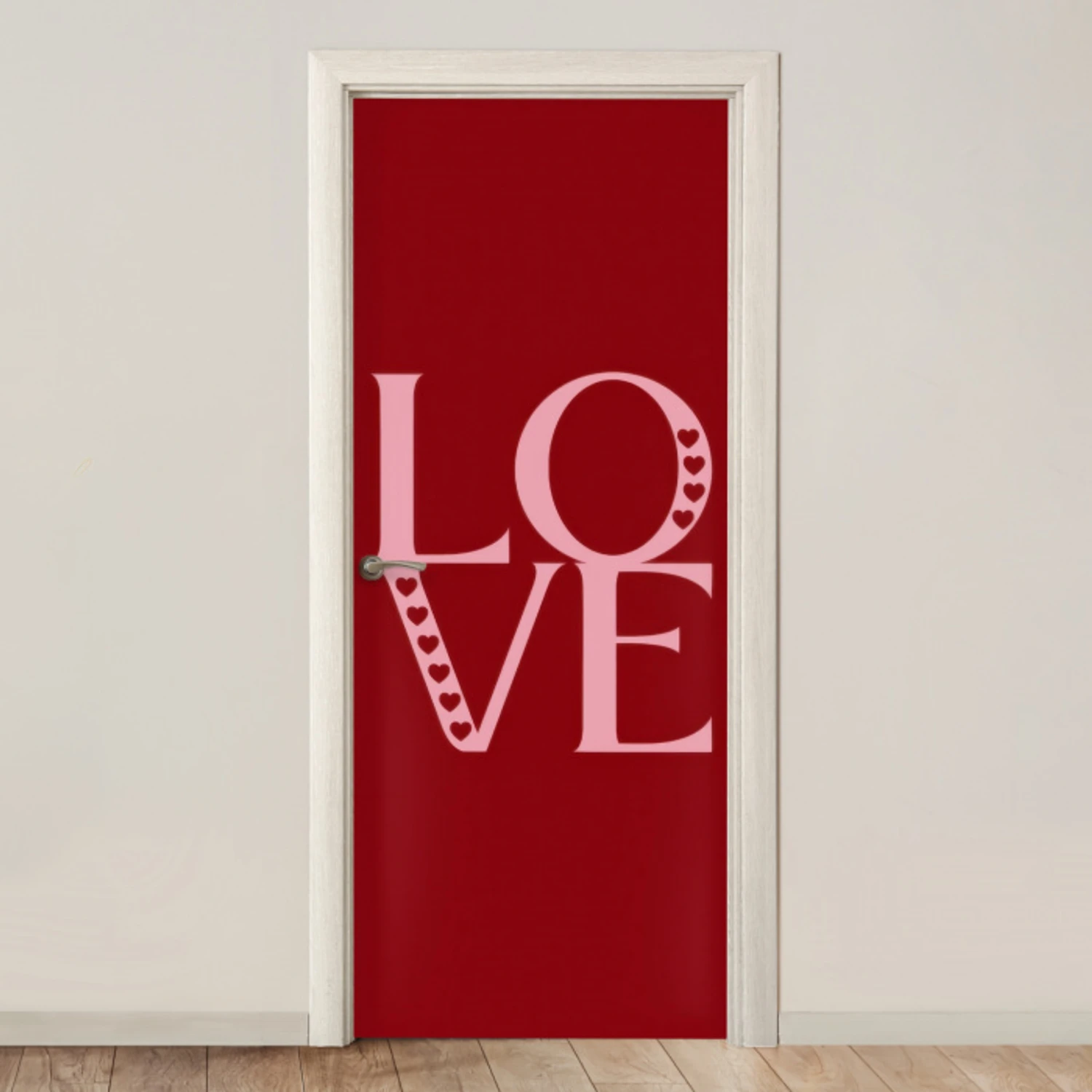 Love - Rood - Hatjes deurposter klein -3d_beige