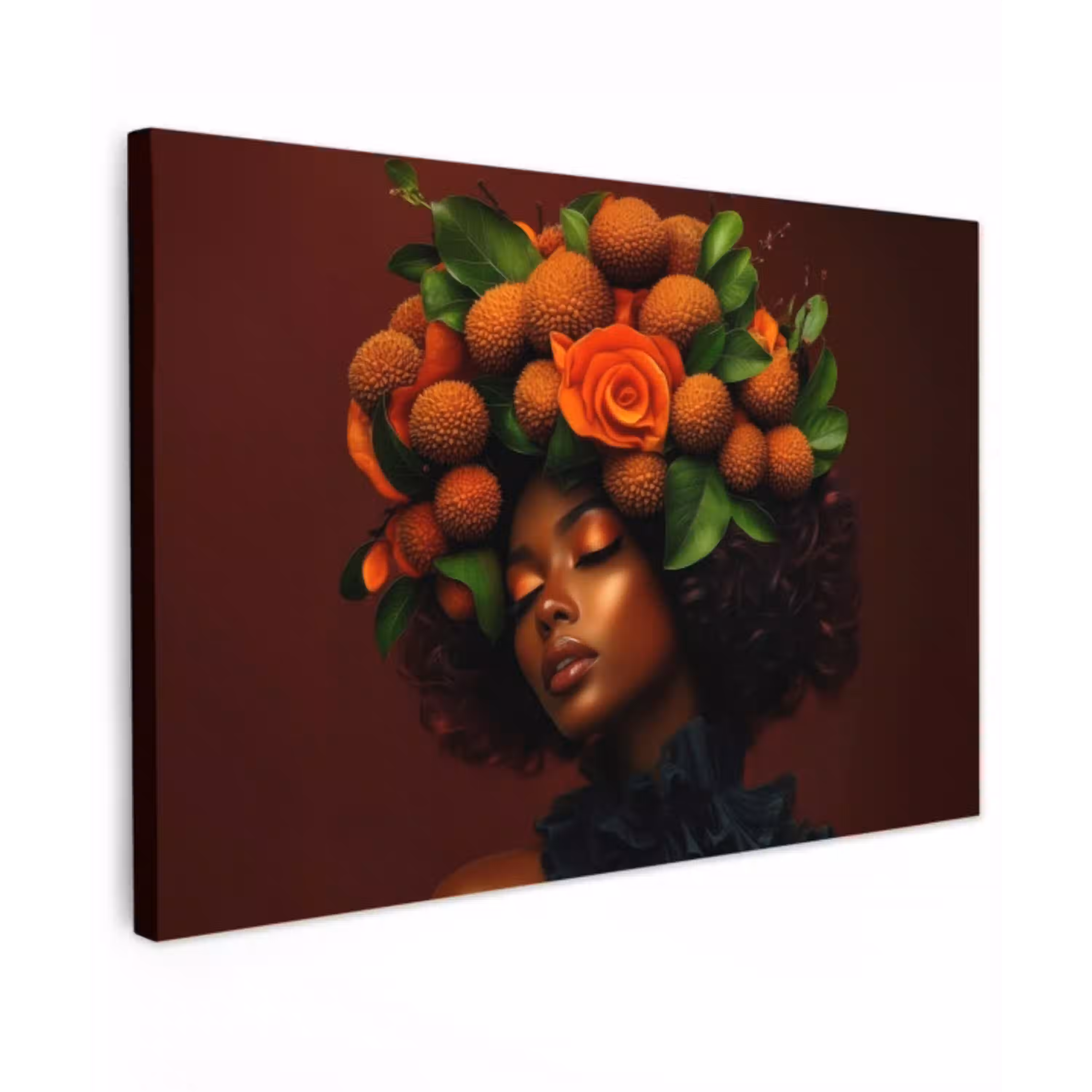 Vrouw - lychee - exotisch Tuinposter op houten frame 2 cm dik klein -3d
