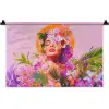 Vrouw - Abstract - Cirkel - Bloemen Wandkleed katoen klein -zz3d