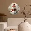 Sneeuwpop - Winter - Sneeuw - Beige Wandcirkel behangsticker klein -sfeer1
