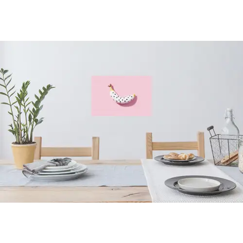 Banaan - Stippen - roze Muursticker klein -eettafel