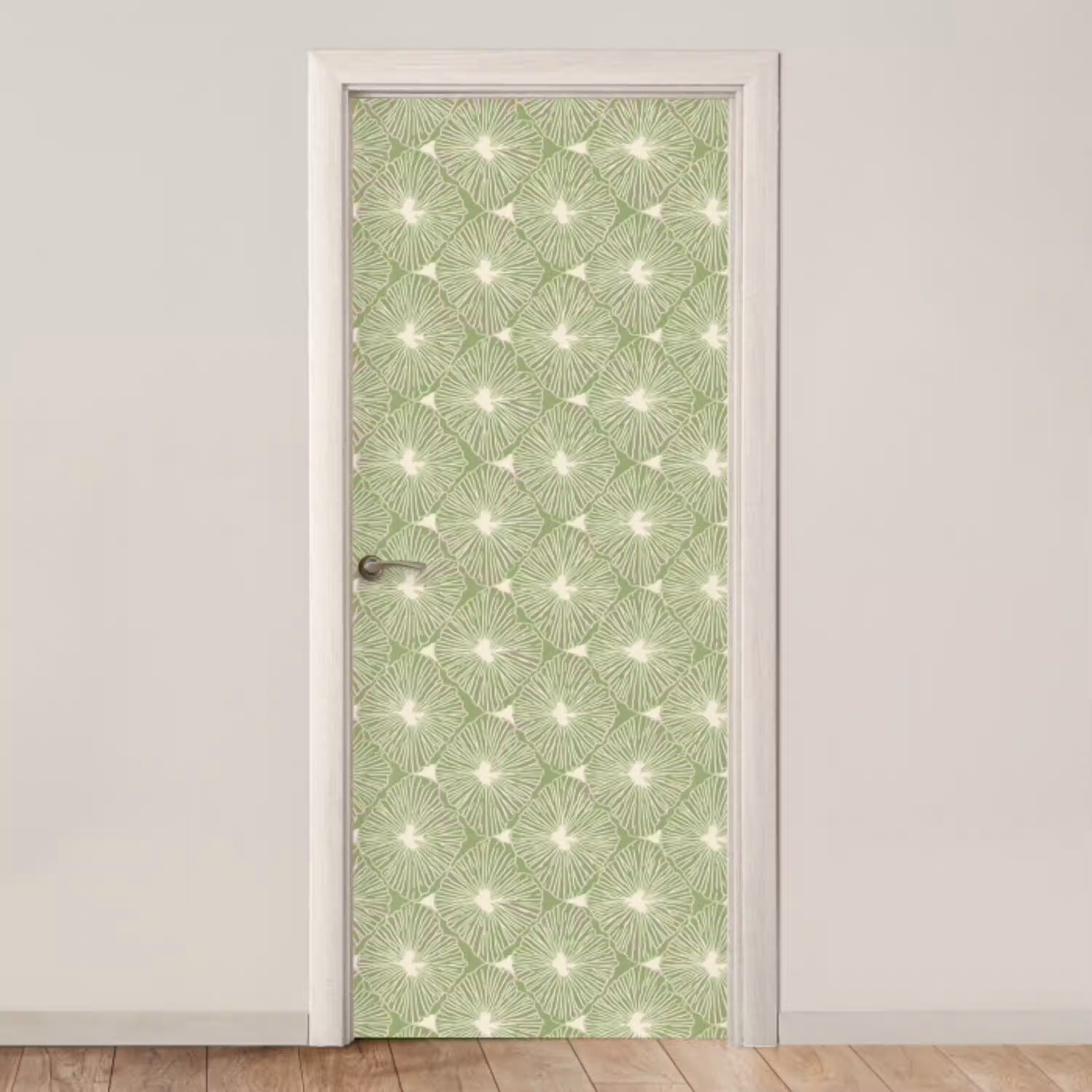 Saliegroen - Botanisch - Ruiten - Organisch - Patroon deurposter klein 289 -3d_beige