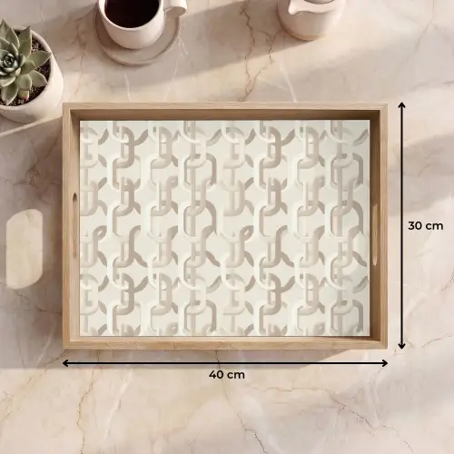 Motief - Abstract - Beige Dienblad Rechthoek middel 911 -USP_Formaat