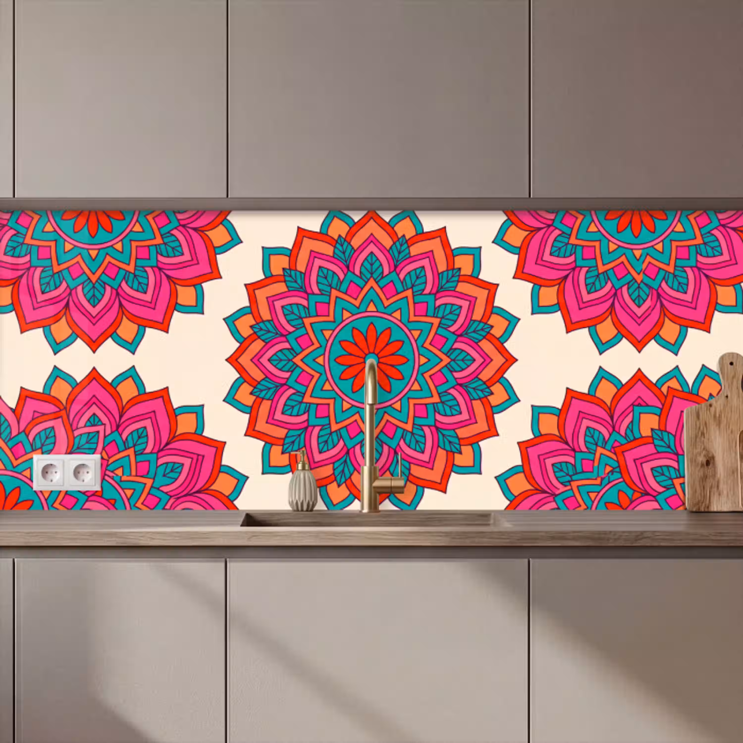 Mandala - Patroon - Abstract - Kleurrijk - Modern keuken achterwand 2 middel zz_3dshopping