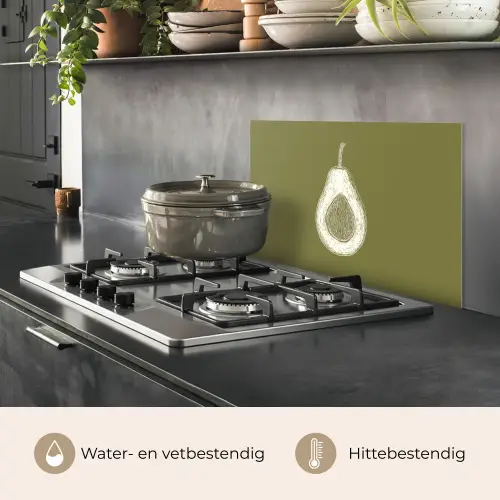 Avocado - Minimalistisch - Illustratie - Groen keuken achterwand spatscherm klein -usp_NL