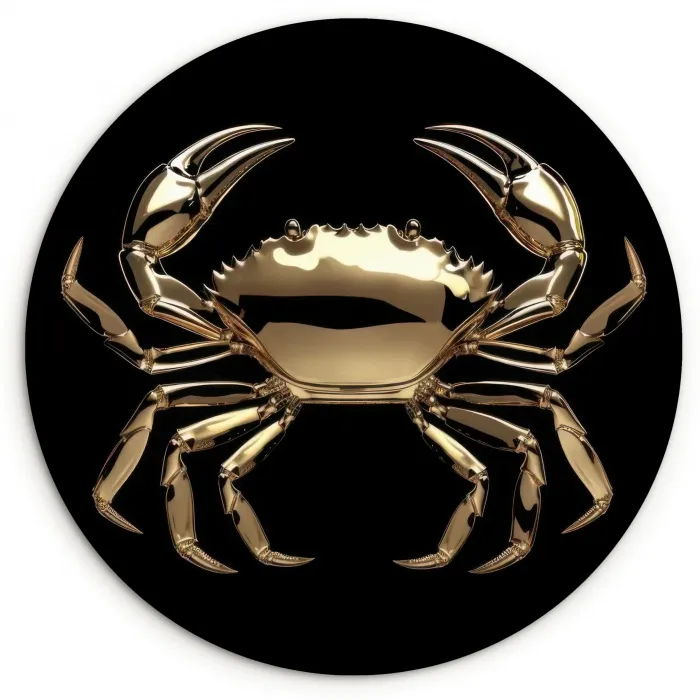 Goud - Krab - Dieren - Zwart Wandcirkel plexiglas klein -3d