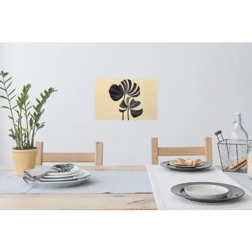 Zwart - Bladeren - Strepen - Minimalistisch Muursticker klein -eettafel