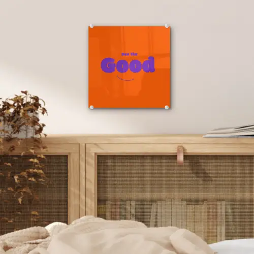 See the good - Paars - Oranje - Smiley plexiglas 5mm klein -sfeer4