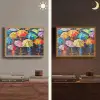 Paraplu's - Schilderij - Kunst - Regenboog Light Box met batterij (Wandlamp) middel -sfeer3