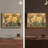 Bloemen - Geel - Wazig Light Box met batterij (Wandlamp) middel -sfeer3