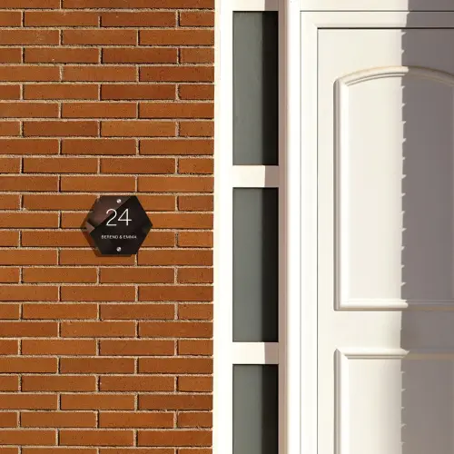 Bruine vlakken - Klassiek Naambord Hexagon klein -sfeer3-hexagon-XS