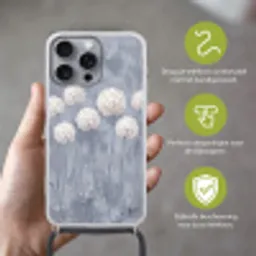 Bloemen - Illustratie - Blauw Hoesje iPhone 16 Pro Max met koord klein -sfeer2_NL