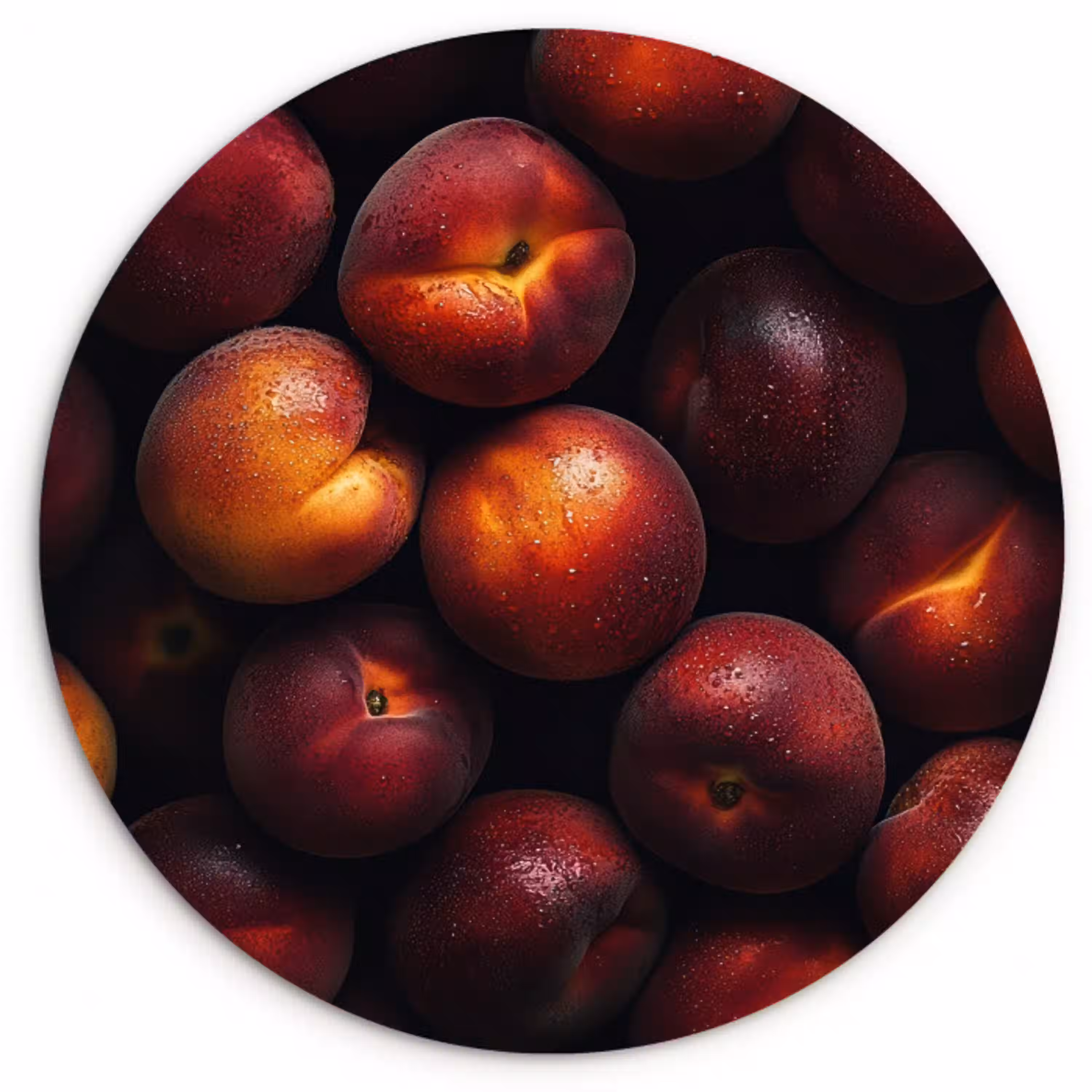 Fruit - Close up - Nectarines Wandcirkel kunststof plaat 5mm dik klein -3d